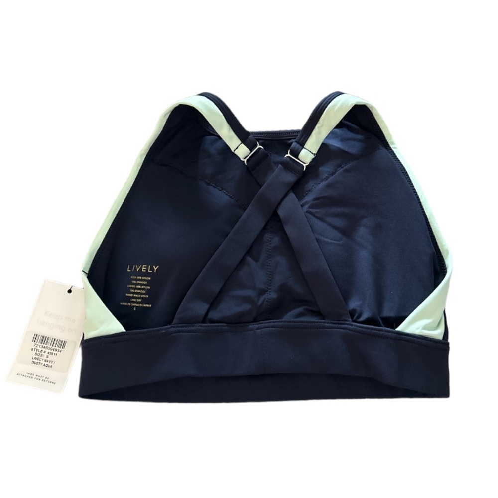 NWT, Lively Sport Bra, Navy & Aqua, High neck with racerback straps - Picture 5 of 6